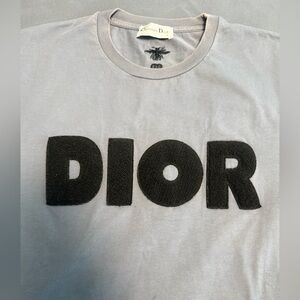 Dior Gray and Black Short Sleeve Tee